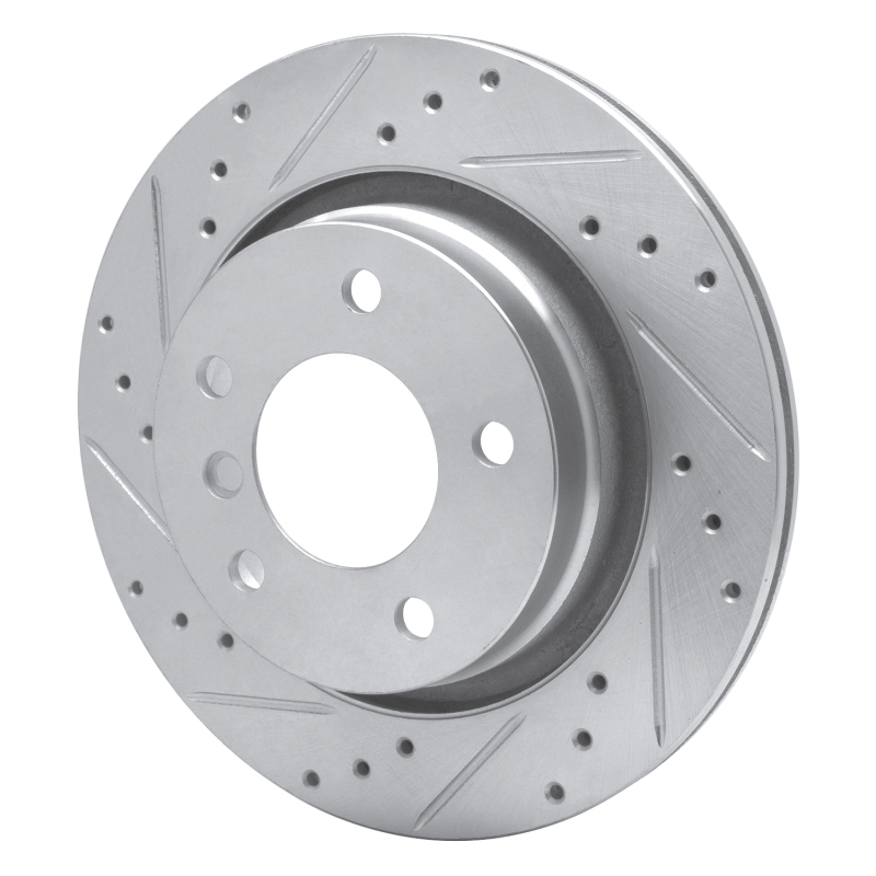 BMW 325CI Brake Rotor (1) - Rear Left - R1 Concepts - Drilled & Slotted - Silver - `99-`06